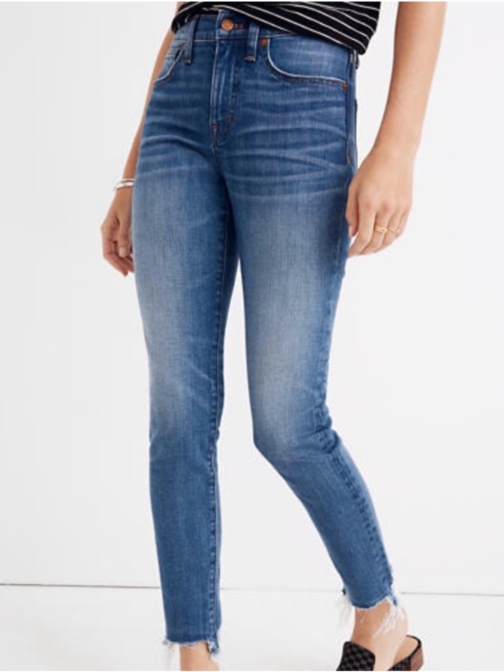 Madewell Dark Wash 9” High-Rise Skinny Crop Jeans